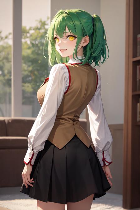 2496544-3507547223-masterpiece, best quality, absurdres, perfect anatomy, 1girl, solo, green hair, medium hair, yellow eyes, medium breasts, smile,.png